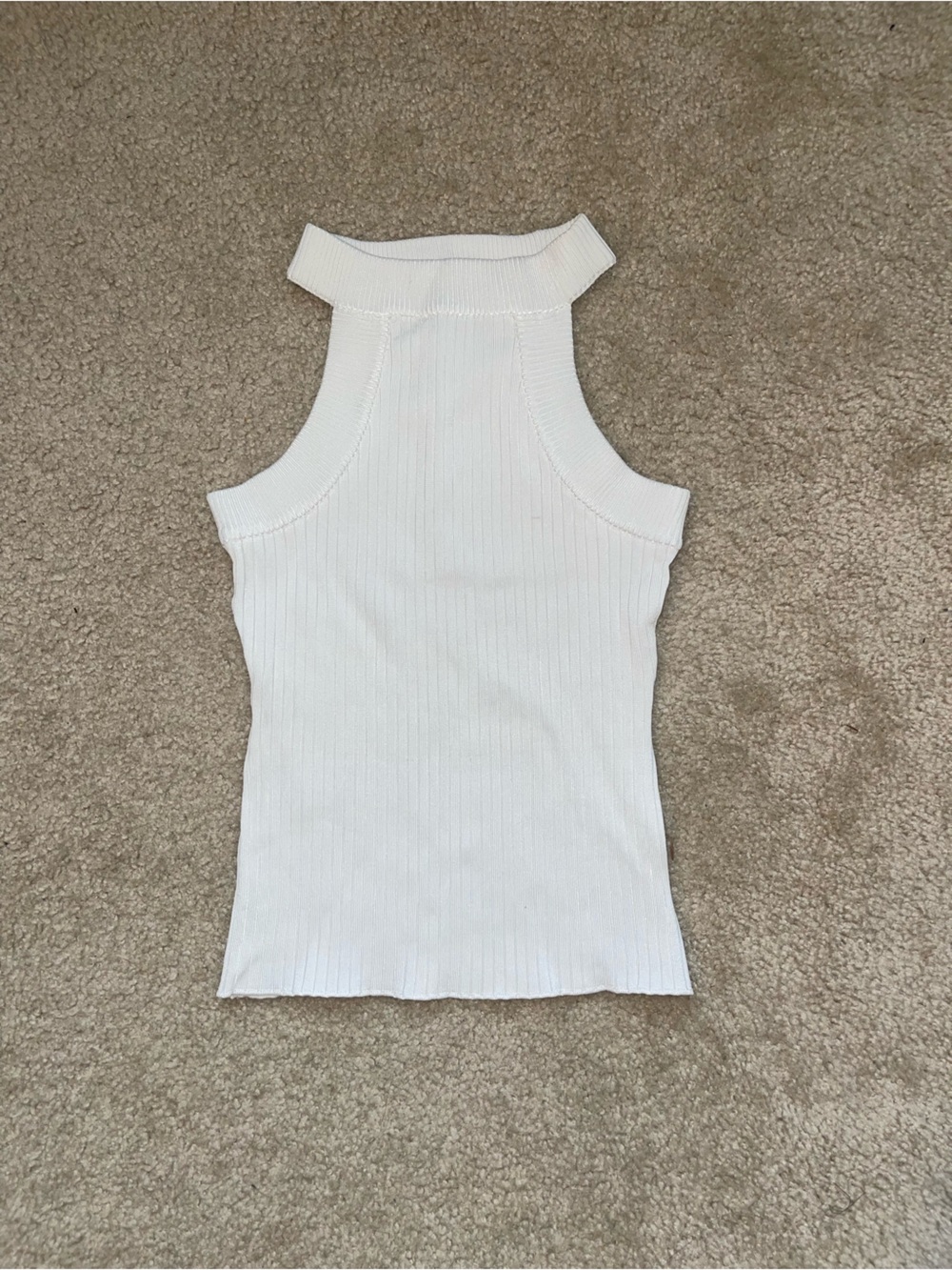 bebe White Ribbed Halter Neck Tank
